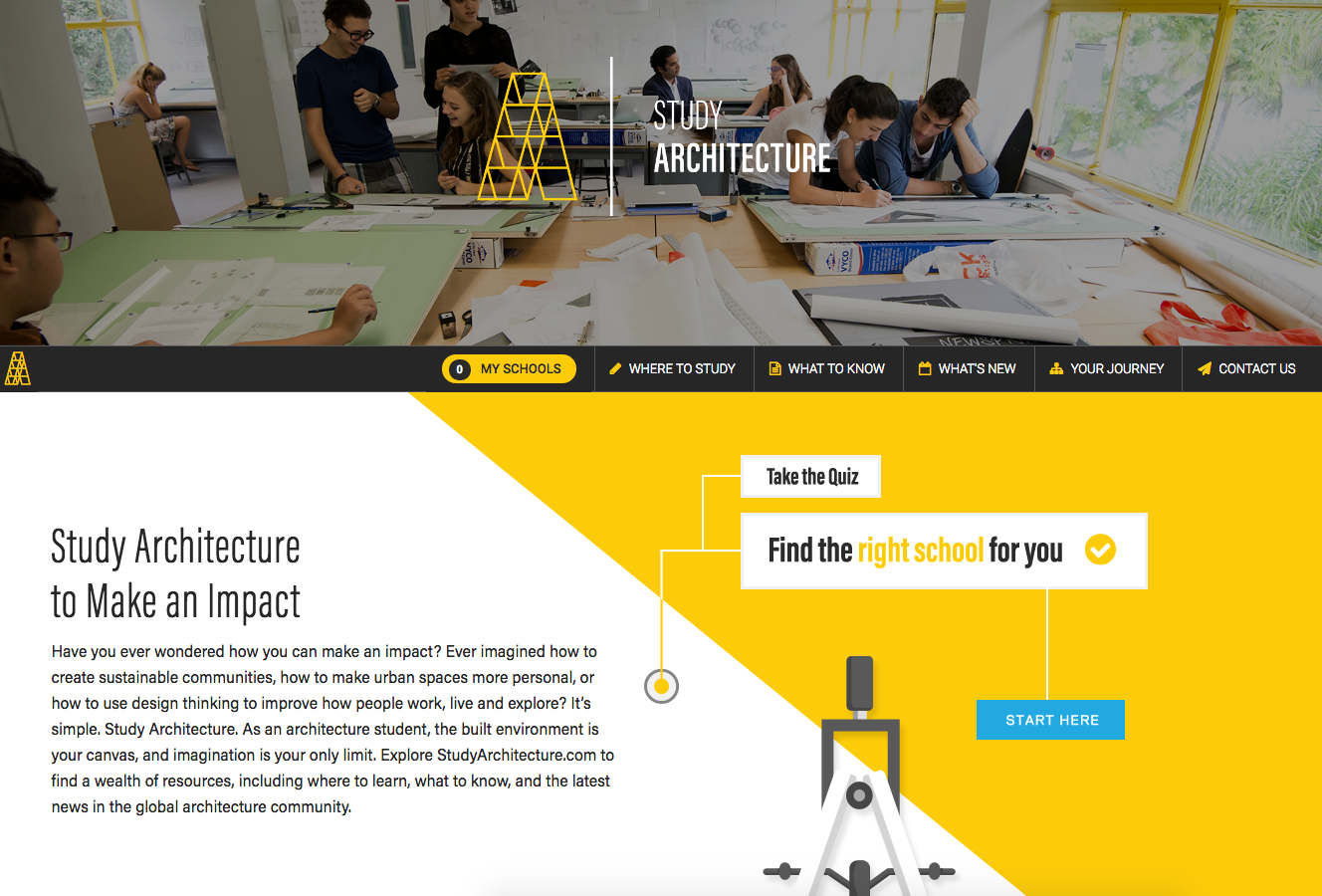 Head to StudyArchitecture.com and click the blue button to take the quiz! 